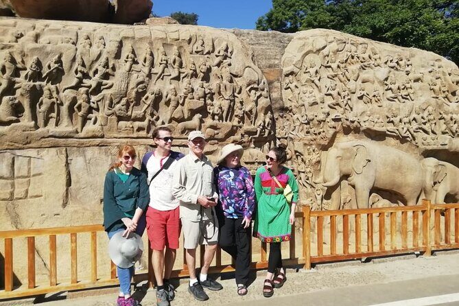 Mahabalipuram walking tour by tourism ministry approved company - Varaha Cave Temple and Trimurti Cave: Pallava temple design in stone