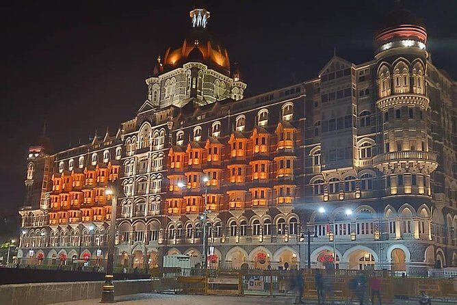 Mumbai After Dark: Private Night Tour with AC Transfers - CST (Victoria Terminus) entrance: Gothic architecture under lights