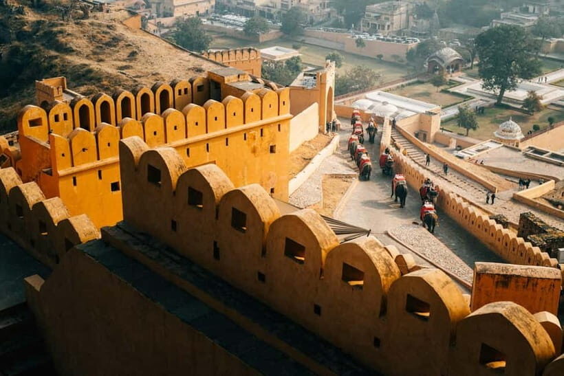 Private Full-Day Jaipur Guided Tour with Monkey Temple - Amber Fort and Jal Mahal: red sandstone plus a palace-in-water view